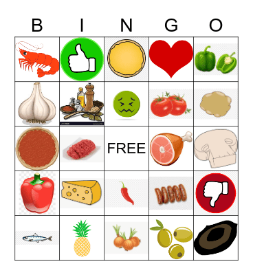PIZZA! Bingo Card