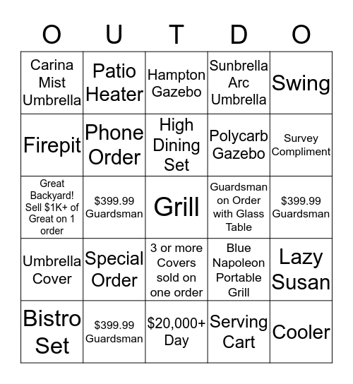 Free Chair Event Bingo Card