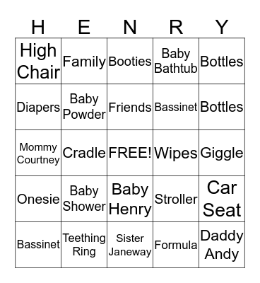 Andy & Courtney McClung are the proud parents-to-be of       Baby        Robert Henry McClung Bingo Card