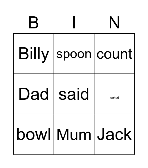 Billy can count Bingo Card