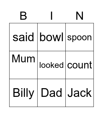 Billy can count Bingo Card