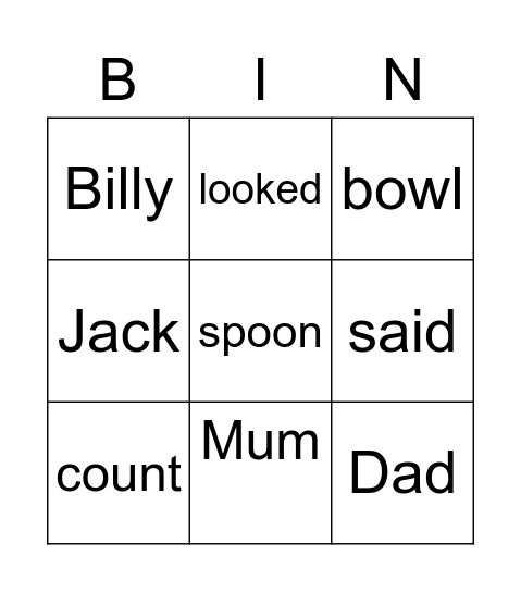 Billy can count Bingo Card