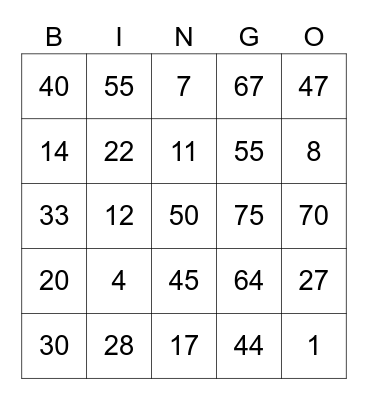 Bingo Maureen Bingo Card