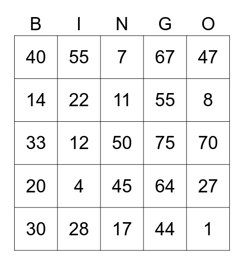 Bingo Maureen Bingo Card