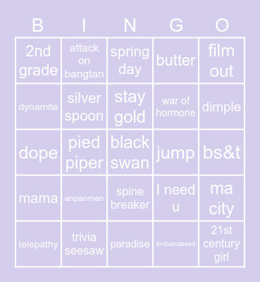 britt's bts bingo 24-07-21 Bingo Card