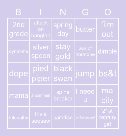 britt's bts bingo 24-07-21 Bingo Card