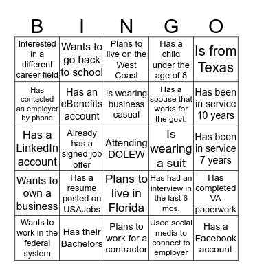 Separatee Bingo Card