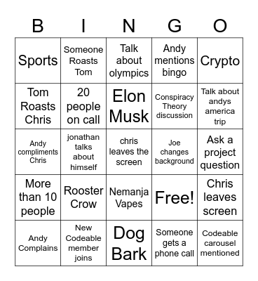 Codeable Bingo Card