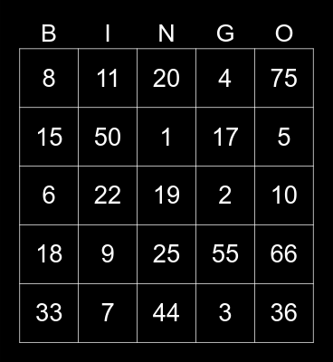 Destian’s Bingo Card