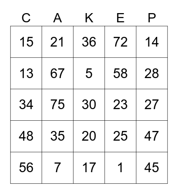 Punya Rrrendra Bingo Card
