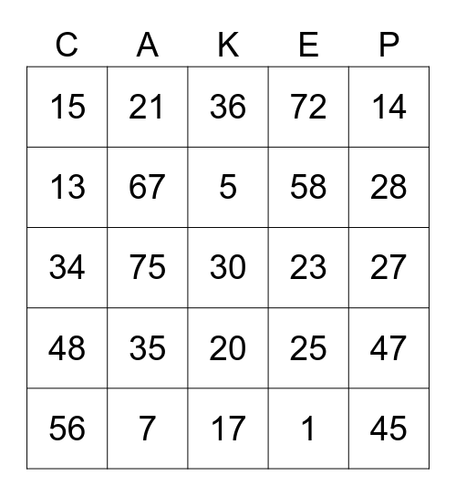 Punya Rrrendra Bingo Card