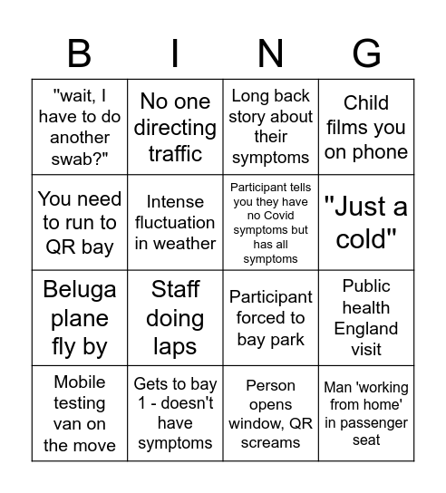 Airport Bingo Card