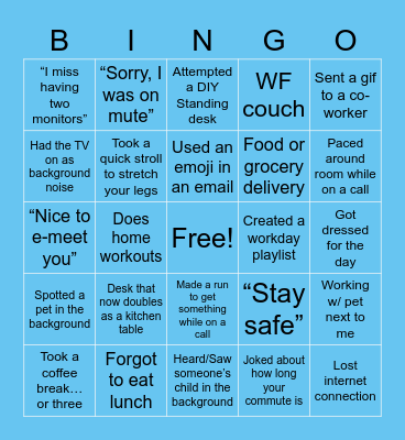 WFH Bingo Card