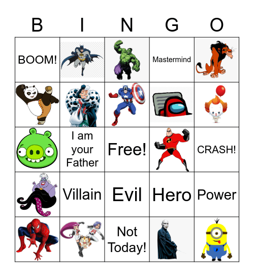 Superhero and Villain Bingo! Bingo Card