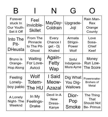 Name that Tune-Students Bingo Card