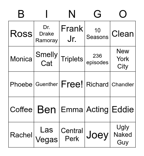 Friday Funday Bingo Card