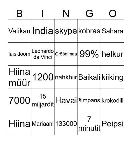 5. b Bingo Card