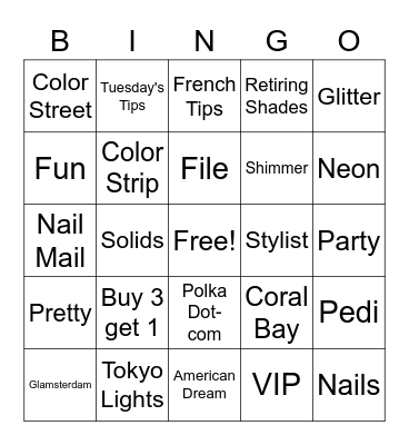 Color Street Bingo Card