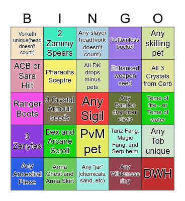 OSRS Bingo Card