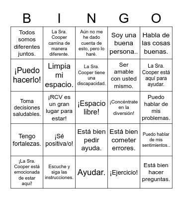 Kindness Counts with Mrs. Cooper Bingo Card