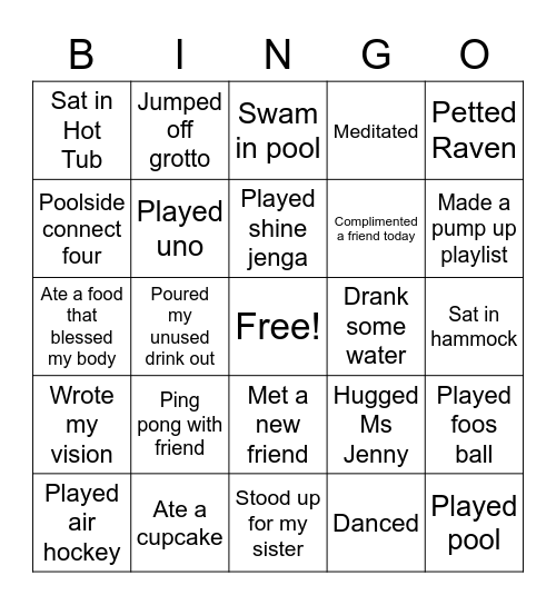 Shine Bingo Card