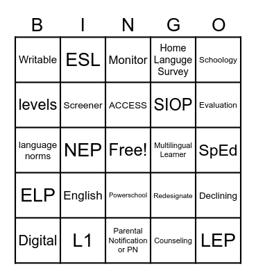 EL Forum Training Bingo Card