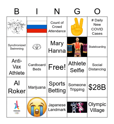 Olympic Opening Ceremony Bingo Card