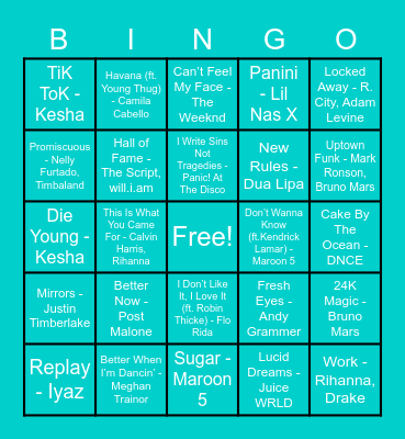 FH Musical Bingo Card