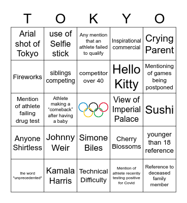 Opening Ceremonies Bingo Card