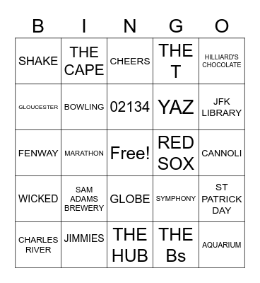 BOSTON BINGO Card