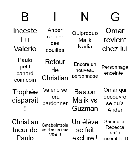 Elite S3 Bingo Card