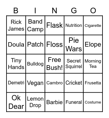 Jen's Bday Bingo Card