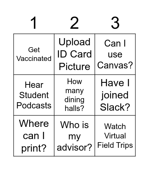 Welcome to Stanford Bingo Card