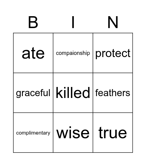 Lesson 2 Bingo Card
