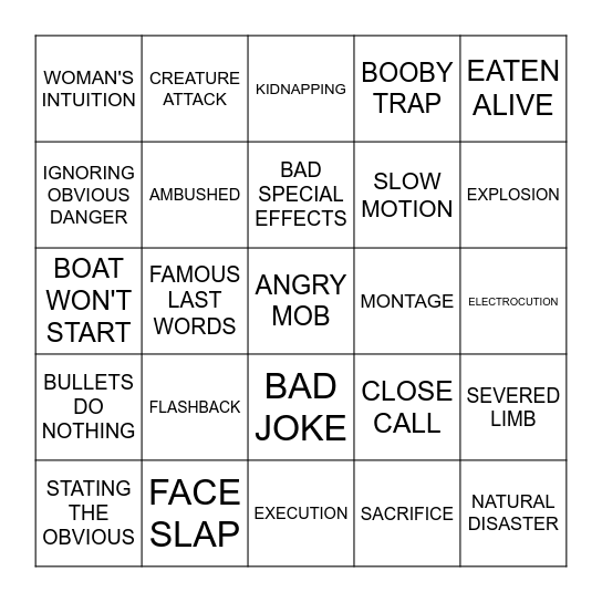 Virtual BingoFlix: Sharkenstein (2016, NR) Bingo Card