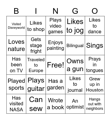 ODC Houston Bingo Card