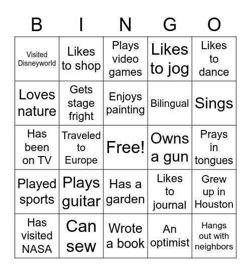 ODC Houston Bingo Card