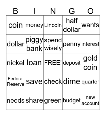 Money Bingo Card