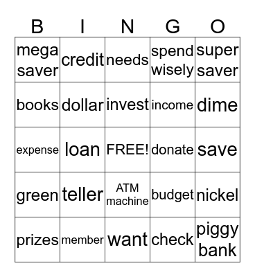 Money Bingo Card