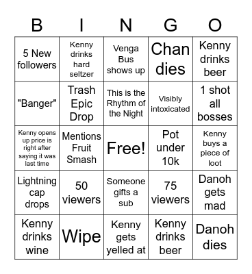 Kara Bingo Card