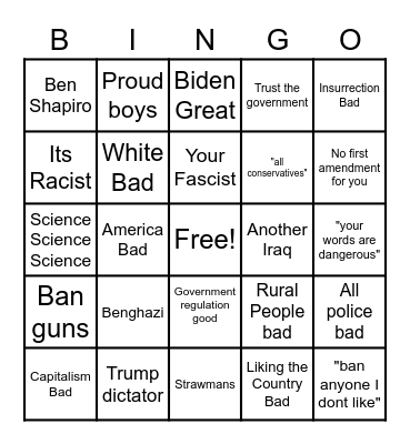 Liberal Bingo Card