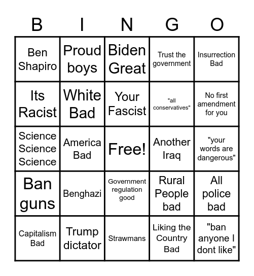 Liberal Bingo Card