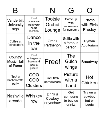 NASHVILLE BINGO Card