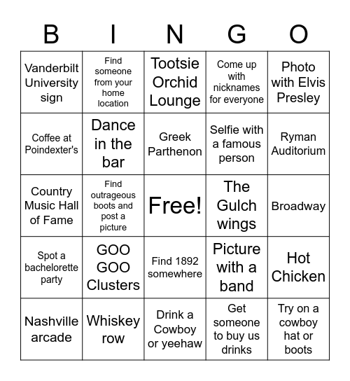 NASHVILLE BINGO Card