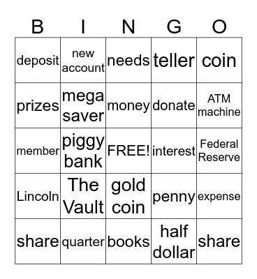 Money Bingo Card