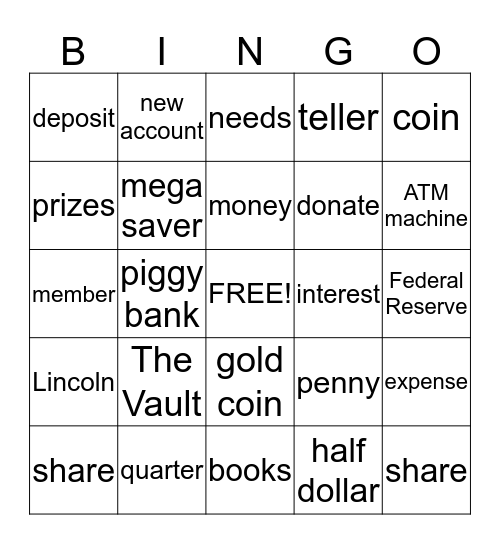 Money Bingo Card