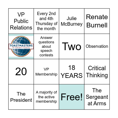 CLUB OPERATIONS BINGO Card