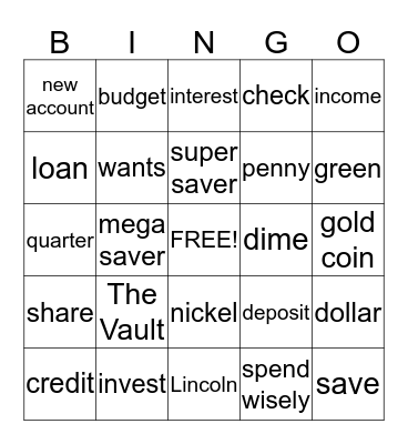 Money Bingo Card