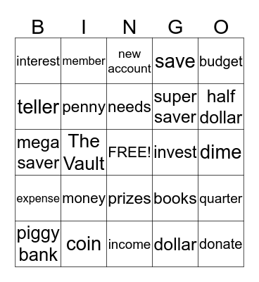 Money Bingo Card