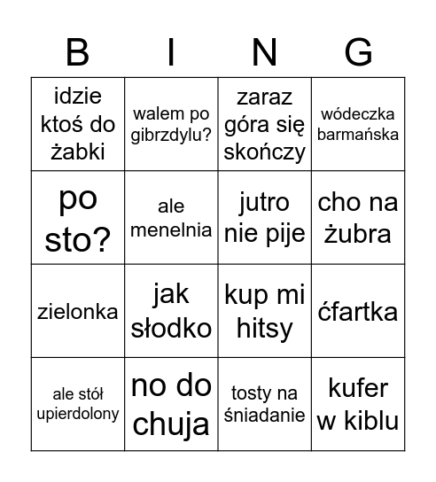 Zakopańskie Bingo Card